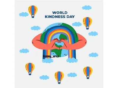 Poster Celebrating World Kindness Day background care cartoon celebration charity day diversity giving good handdrawn harmony heart human humanity kind kindness protection solidarity support unity