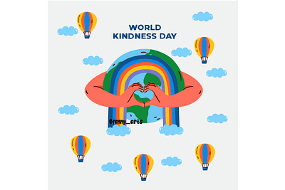 Poster Celebrating World Kindness Day background care cartoon celebration charity day diversity giving good handdrawn harmony heart human humanity kind kindness protection solidarity support unity