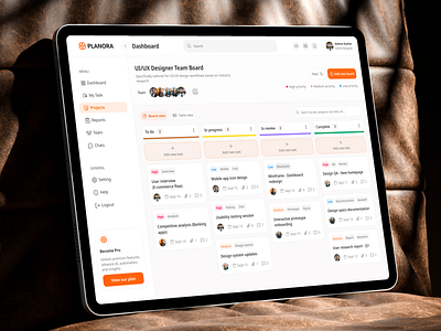 Planora - Management Task Dashboard (Mockup) branding dashboard design graphic design homescreen illustration landing page logo management task mobile app mobile screen responsive screen task dashboard ui ux web design website
