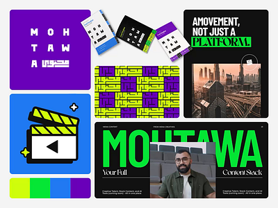 Mohtawa: Content Platform Branding animation brand book brand guideline brand identity branding content creation creative agency digital agency identity design illustration logo marketing motion graphics pattern visual branding visual identity