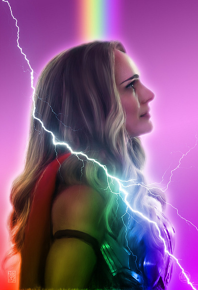 Lady Thor alternative movie poster illustration marvel painter portrait procreate