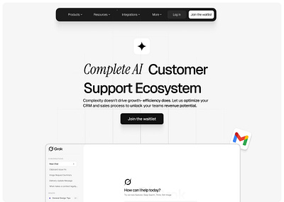 AI Customer Support system ai customer support ecosystem ui waitlist