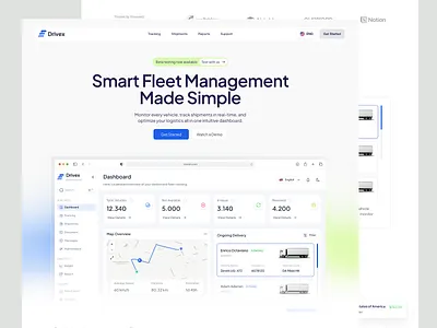 Drivex - Landing Page UI Design admin panel cargo cargo house clean design company profile design fleet management landing page landing page ui logistics management minimalist shipment ui uidesign uiux ux uxdesign web design website