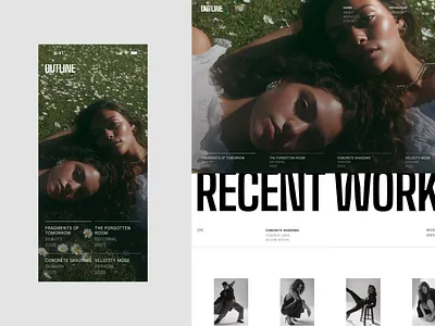 Responsive View — Outline Agency Portfolio Website agency bold. branding brutalist design framer landing page minimal mobile modernist photography portfolio responsive design typography ui web design website