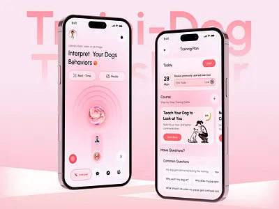 Traini - Dog Translator & Training App ai pet app app app design app ui dog behavior app dog training app minimal mobile mobile app mobile ux pet app pet companion app pet training translate