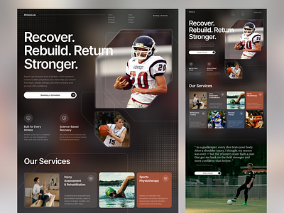 Design Exploration - Sports Clinic background blur bold branding card clean clinic design health homepage landing page medical photography recovery sport typography ui website whitespace