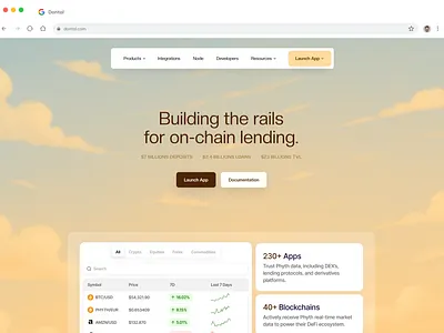 Dontol - Landing page website for DeFi company crypto defi design eth fintech framer header landing page lending marketing site seo site ui uiux web design web3 webflow website wordpress