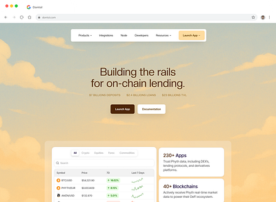 Dontol - Landing page website for DeFi company crypto defi design eth fintech framer header landing page lending marketing site seo site ui uiux web design web3 webflow website wordpress