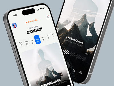 Meditation App Design adom app app design app ui health meditation app meditation app design mental health motivation therapy app ui ux wellness yoga app