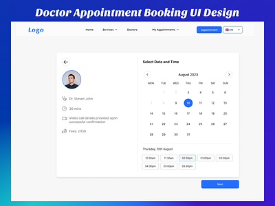 Doctor Appointment Booking UI Design appointment booking booking system clean ui clinic management doctor app doctor dashboard figma design health app healthcare design hospital app medical app medical dashboard minimal design mobile app ui modern design online consultation patient booking responsive design telemedicine app ui ux design