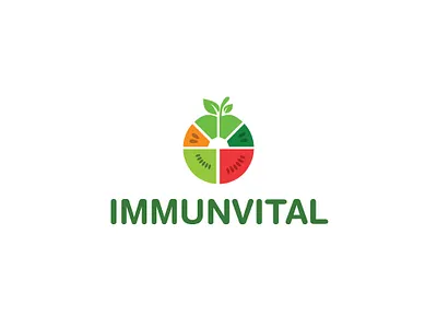 IMMUNVITAL - Health & Nutrition Logo Concept brandidentity branding colorful food foodlogo fruit green health immunity logo logodesign minimal modernlogo natural nutrition organic supplements vegetable vital wellness