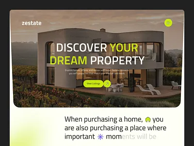 Zestate - Realeste website creative design design figma landing page landing page design modern design modern web property landing page real estate real estate website ui ui ux ui ux designer ux web design web designer website