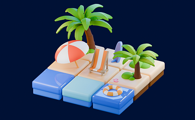 Beach 3D Environment 3d 3d art 3d artwork 3d model 3d modeling artwork branding design illustration ui