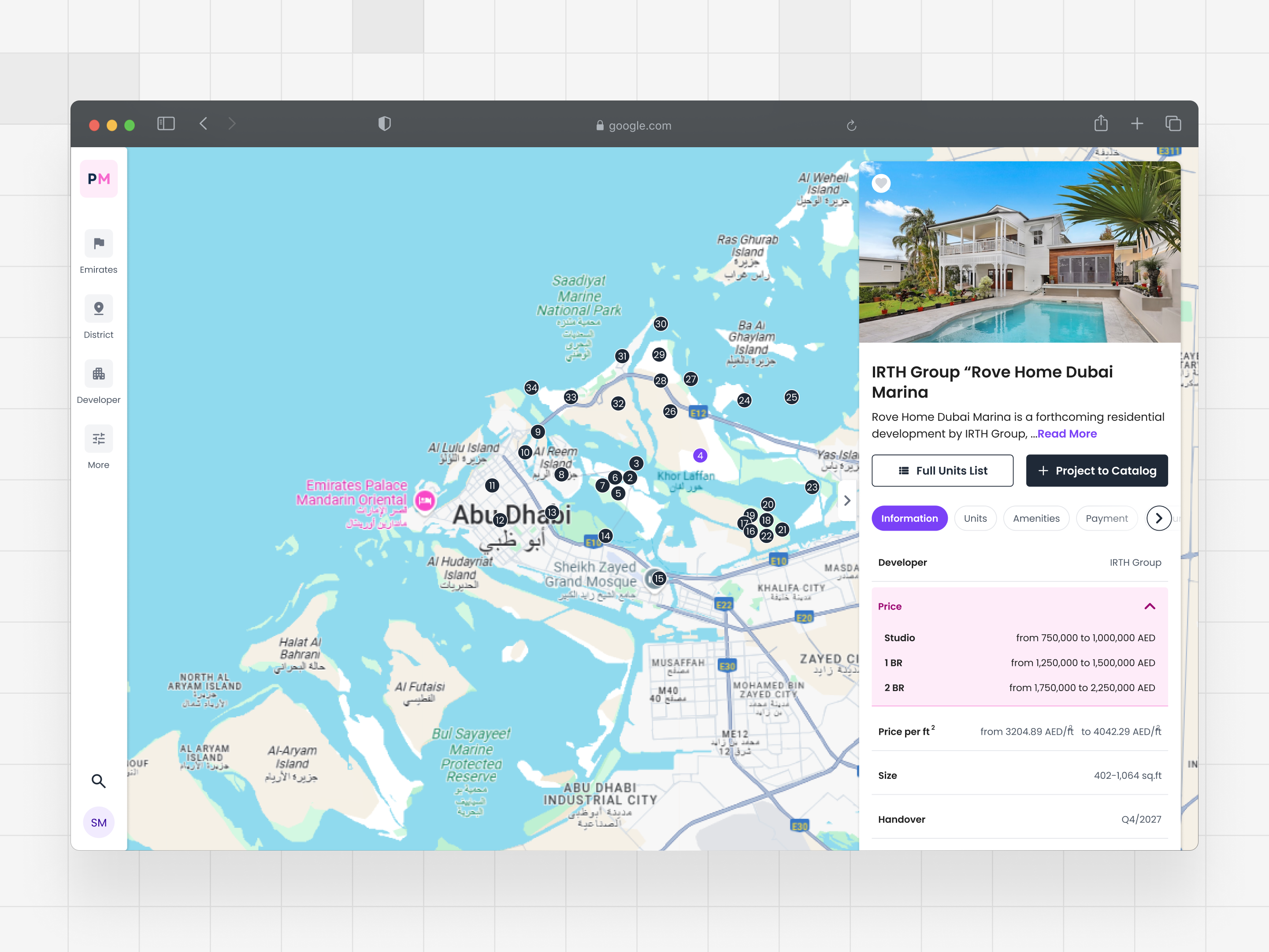 Map Based Web Application for Real Estates in UAE clean dashboard data map minimal modern ui ux web