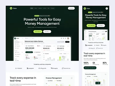 Oripio Saas Website Design! dashboard design homepage interface landing page minimal money management product design saas saas landing page saas website task task management ui web web design webdesign website website design