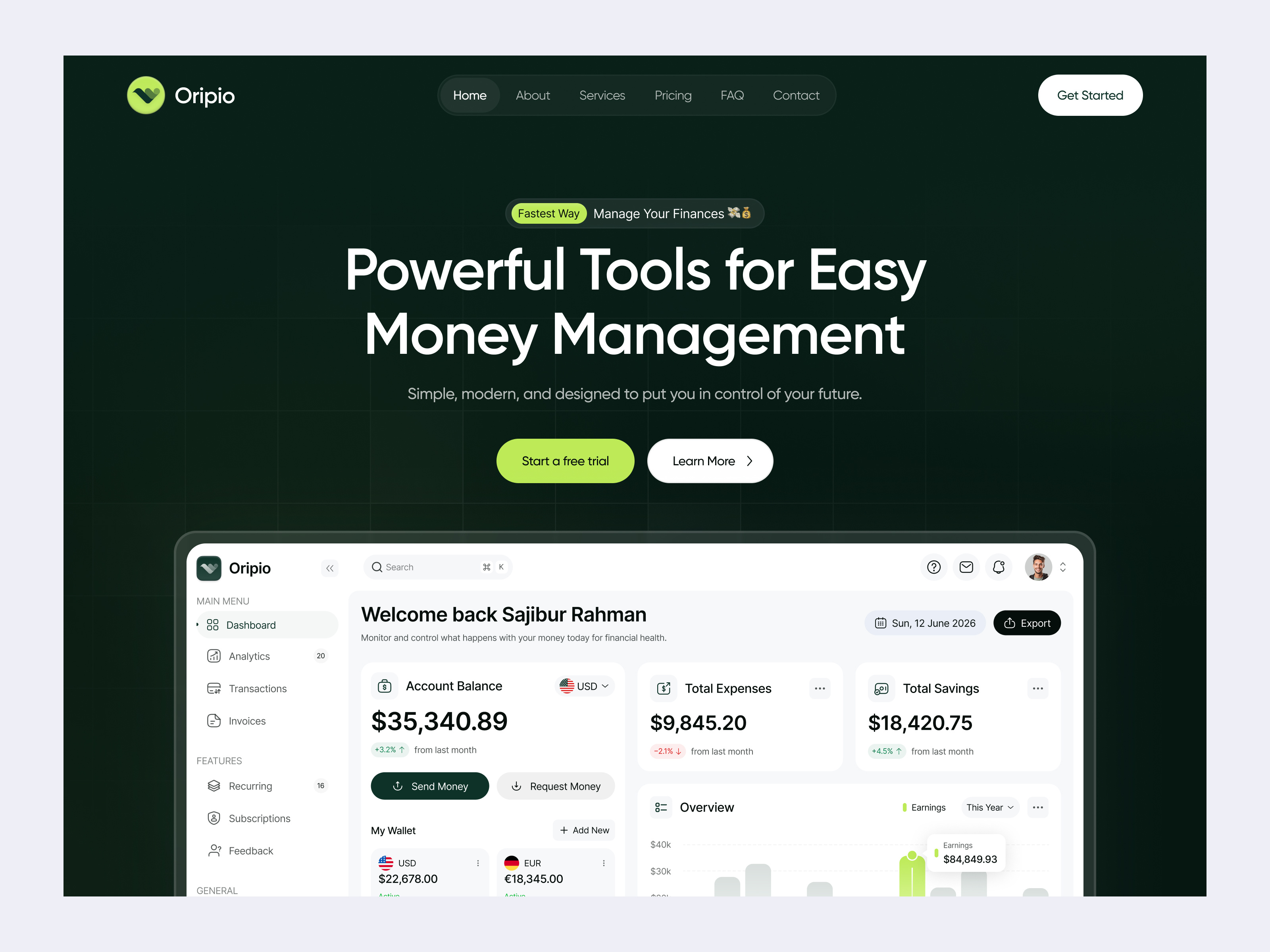 Example of Saas Landing Page 