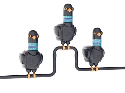 Mechanical pigeons 3d animal animation bird blender3d cartoon character motion graphics pigeon render robot rocket steampunk