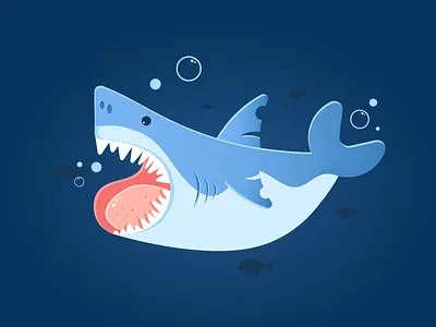 Финальный всплеск: мультяшная акула в движении adobe illustrator bubbles cartoon style character creativity design digital art elena baryshkina emotions final lesson free course graphics illustration movement sea shark vector visual style