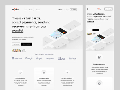 Payone – Virtual Payment Card SaaS Landing Page Design digital wallet finance finance saas website fintech design fintech ui landing page design minimal design modern design modern ui payment card saas landing page saas website saaslandingpage virtual card web design website
