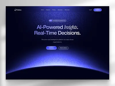 Indigo dark SaaS Landing page - AI data analytics ai data analytics ai saas ai saas landing page clean clean landing page crescent glow effect dark landing page dark saas landing page graphic design modern saas sleek ui web design