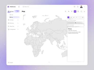 Map UI - Field Service Dashboard admin panel clean dashboard data visualization erp field service graphic design light version map material design minimal product design productivity responsive design saas top design ui uiux user interface web app