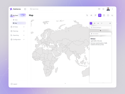 Map UI - Field Service Dashboard admin panel clean dashboard data visualization erp field service graphic design light version map material design minimal product design productivity responsive design saas top design ui uiux user interface web app