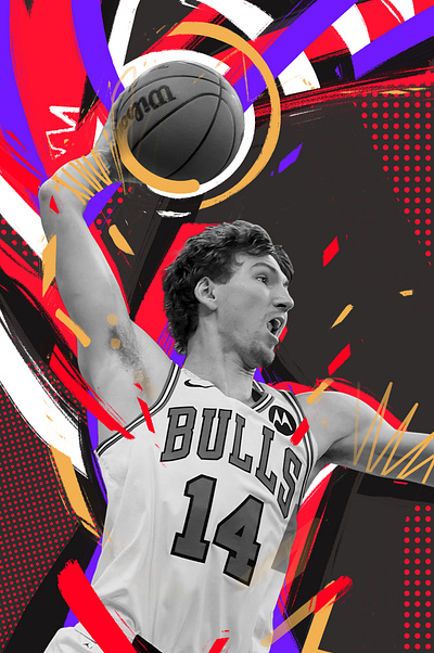 Slamdunk by Buzelis basketball bulls character chicago chicago bulls design illustration illustrator matas buzelis nba nba basketball nba illustrated nba illustrations people portrait portrait illustration procreate sports sports illustration