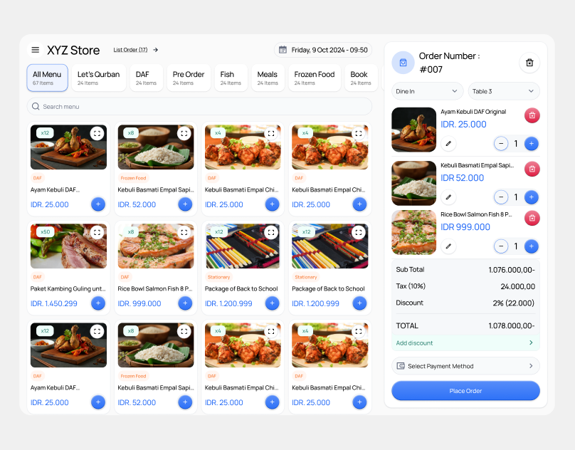XYZ Pos System design food graphic design ordering pos system tablet typography ui ux website