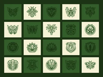 Nature Logo Bundle art artwork creature design digital art filled floral flowers glyph iconography insect logo logo branding mascot nature print solid symbol tattoo vector