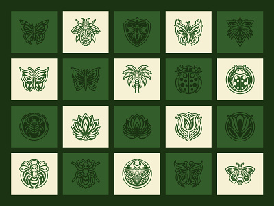 Nature Logo Bundle art artwork creature design digital art filled floral flowers glyph iconography insect logo logo branding mascot nature print solid symbol tattoo vector