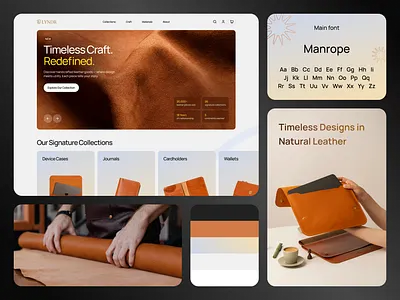 Lyndr — Premium Leather Goods branding design e commerce illustration logo premium ui ux web website