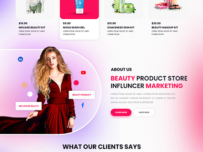Cosmetic Influencer Beuty Product Responsive Website Designed coding css design graphic design illustration logo ui ui design ux design website design