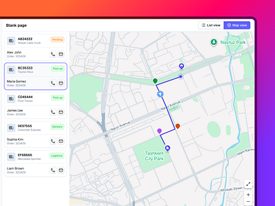 Map view - Tracking UI admin admin map cargo tracking ui crm live tracking logistics ui map map ui map view tracking