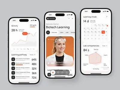 Biotechai Mobile - UI/UX for Biotech Health Learning app biology biotech course dashboard design education edutech elegant health learning minimalist mobile modern platform professional responsive study ui ux