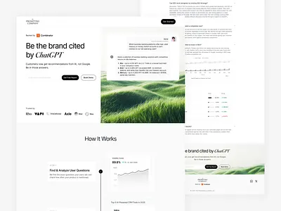 The Prompting Company - Help products get mentioned in ChatGPT ai platform ai website artificial intellegence chatgpt framer homepage landing page open ai saas startup ui ui design uidesign uiux user interface web design webflow website ycombinator