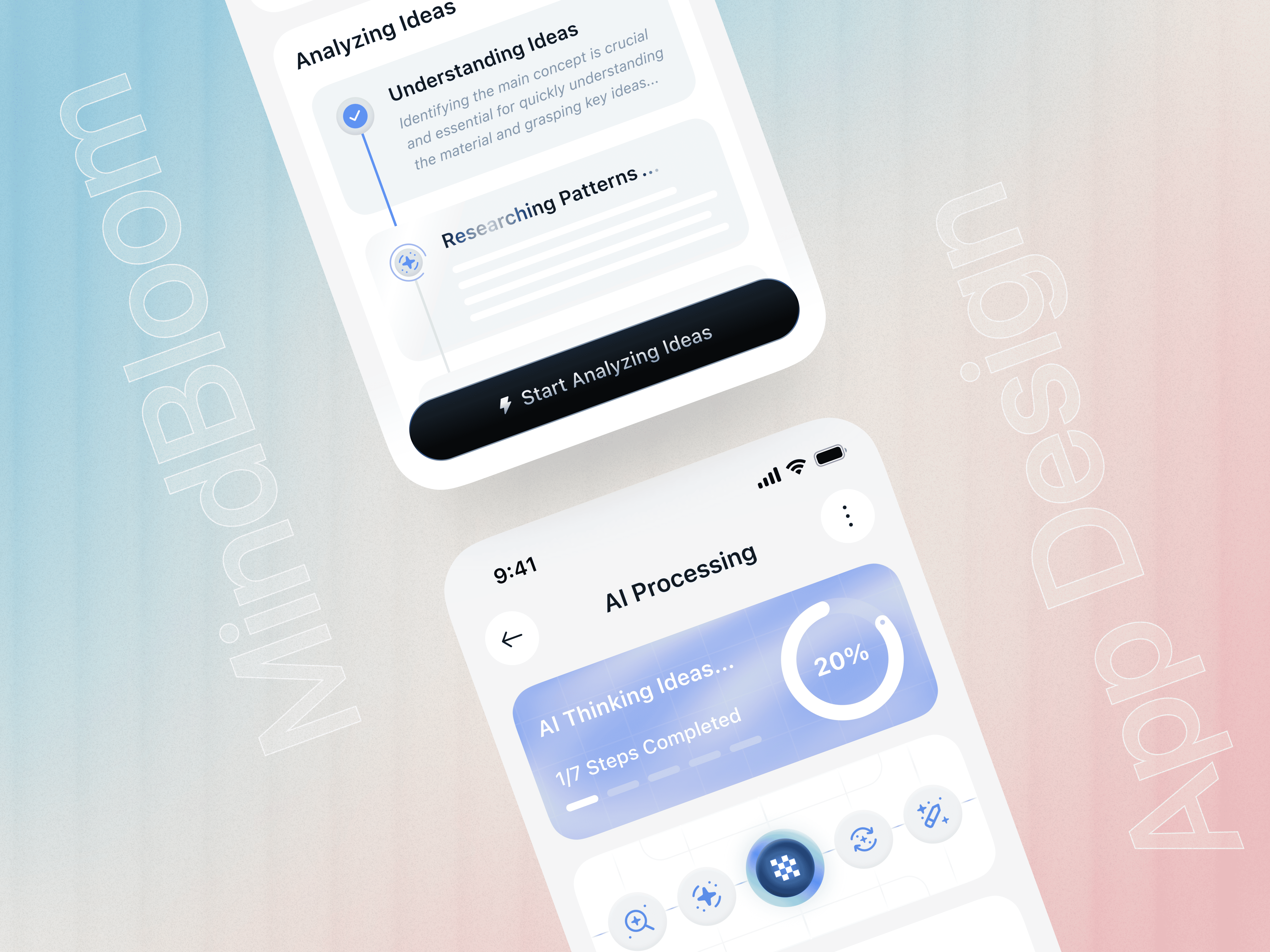 Idea Management Mobile App - AI Processing Screen ai app ai idea generate ai powerd app ai processing android app design artificial intelligence chatbot data science deep learning idea app idea management idea management app ios machine learning neural network smart idea management tracker app ui ux user interface