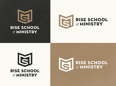 Rise School of Ministry bible book christian church faith god gospel jesus logo ministry monogram rise school