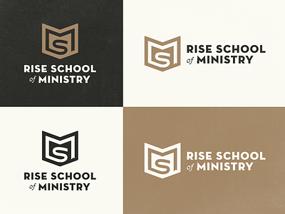 Rise School of Ministry bible book christian church faith god gospel jesus logo ministry monogram rise school