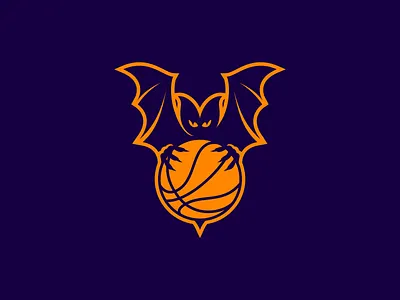 Bat Basketball Fan Club Logo animal ball basketball bat bat logo branding design graphic design halloween icon illustration logo mark mascot logo minimal modern sports logo team