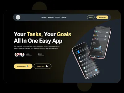 All-In-One Task App Hero — Sleek, Simple & Smart dribbble landingpage uidesign webapp