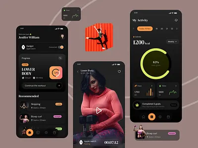 Fitness Mobile App Design app appdesign applicationdesign appui darkui fitnessapp mobile mobileapp newnoteworthy uidesign uxdesign