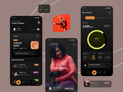 Fitness Mobile App Design app appdesign applicationdesign appui darkui fitnessapp mobile mobileapp newnoteworthy uidesign uxdesign