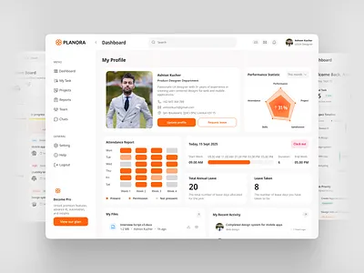 Planora - Management Task Dashboard (Profile) branding design graphic design homescreen illustration logo ui ux web design website