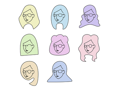 8 pairs of glasses Part 3 bezier curve character eyewear flat color glasses graphic design human icon illustration japan mascot outline style people portrait simple vector website 日本