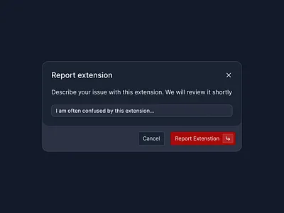 Dark-themed report modal... 👀 clean design component dark dark component dark modal dark popup dark theme destruction action modal modal dark theme modal popup popup product design theme popup ui ux