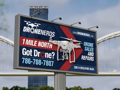 Dronenerds Bill Board Design banner big billboard branding clean creative design direction drone giant graphic design highway logo loud modern poster print professional signage