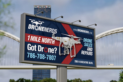 Dronenerds Bill Board Design banner big billboard branding clean creative design direction drone giant graphic design highway logo loud modern poster print professional signage