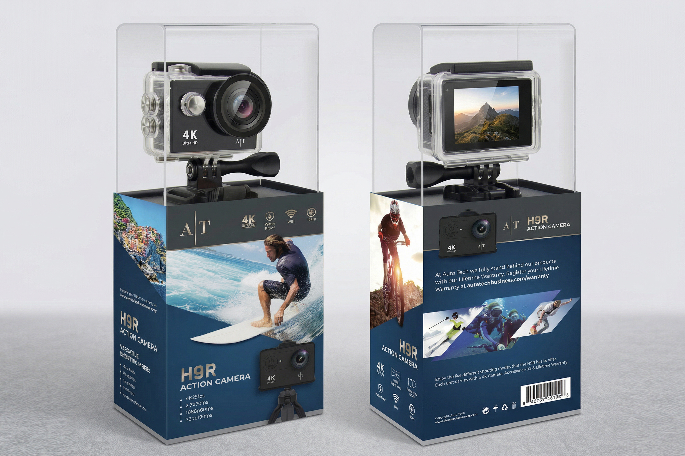 Tech Product Packaging — Action Camera Box Design Concept action camera branding clean creative design electronics design fmcg design marketing modern outdoor branding packaging design print print design product box product packaging professional retail packaging sport tech packaging tourist