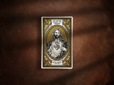 Word on Fire - Prayer Card artwork bible book card church craft design engraving graphic design holy illustration jesus portrait sacred heart saint vintage woodcut