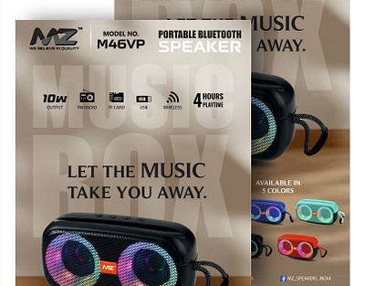 MZ M46VP – Portable Bluetooth Speaker Design advertising branding creative poster graphic design marketing new design poster design